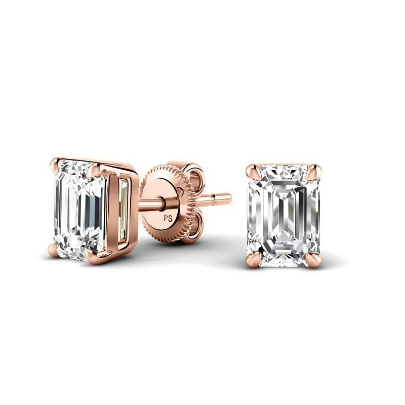 0.60-5.00 CT Emerald Cut Lab Grown Diamonds - Stud Earrings