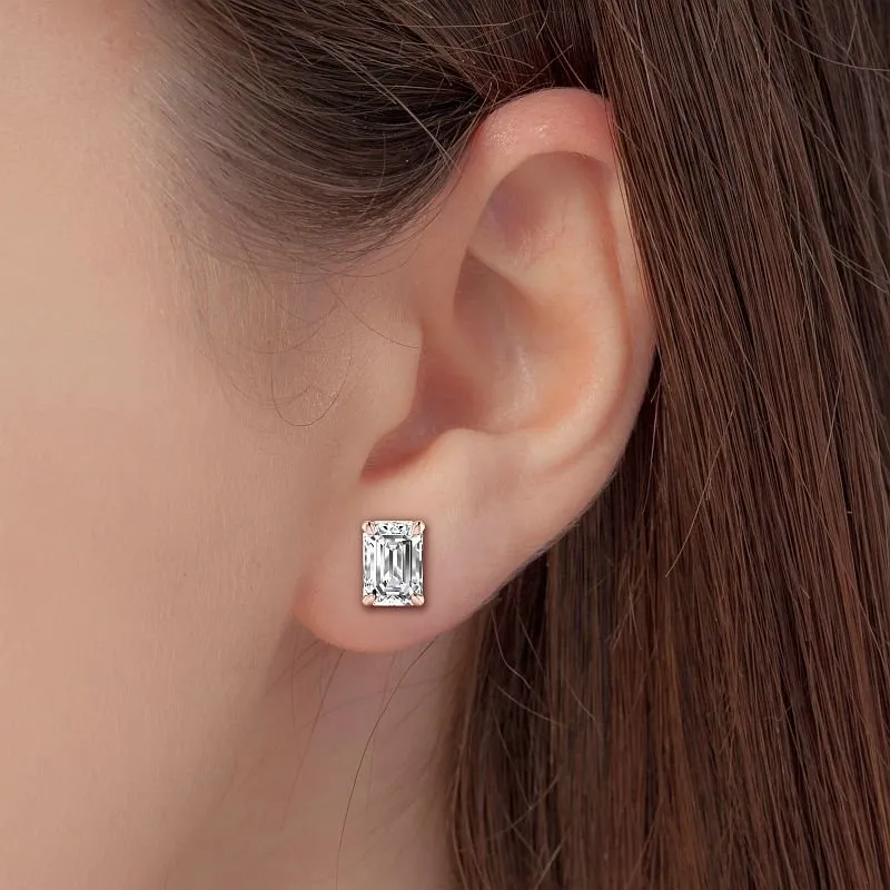 0.60-5.00 CT Emerald Cut Lab Grown Diamonds - Stud Earrings