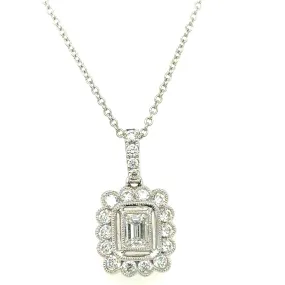 0.87ct tw Ladies Diamond Emerald-cut Center Pendant with Chain