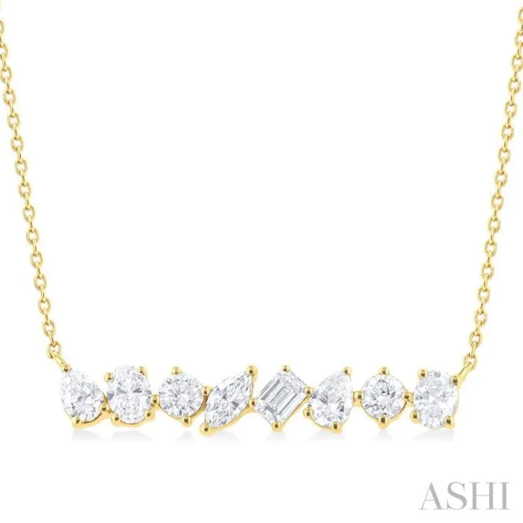 1 1/10 ctw Scatter Multi Cut Diamond Fashion Necklace in 14K Yellow Gold