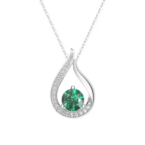 1 CT. Floating Emerald Tulip Pendant with Moissanite