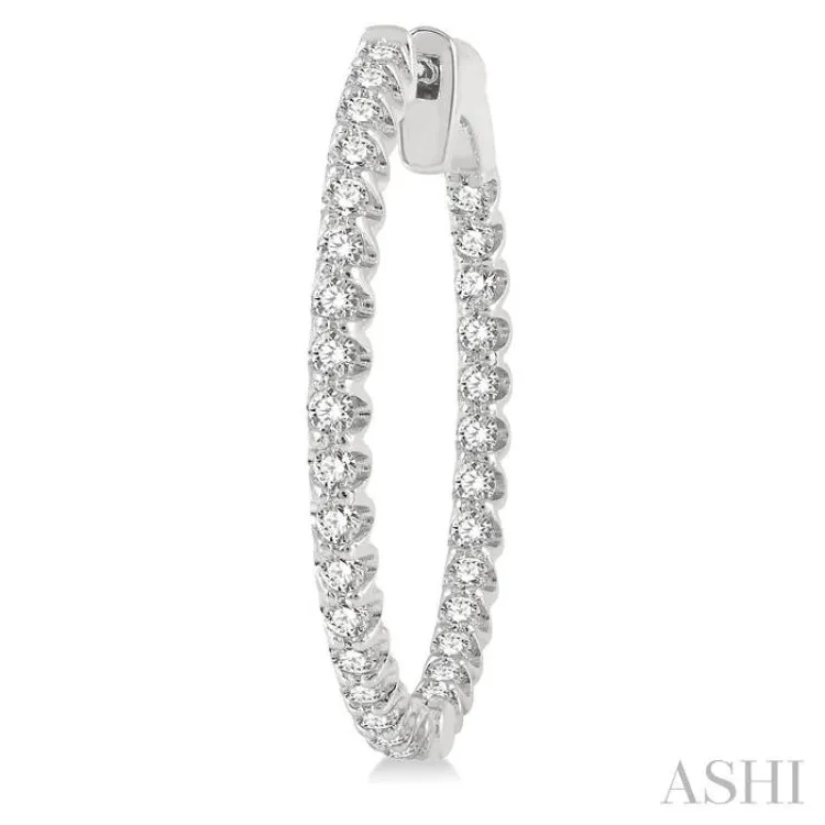 1 Ctw Inside-Out Round Cut Diamond Hoop Earrings in 14K White Gold