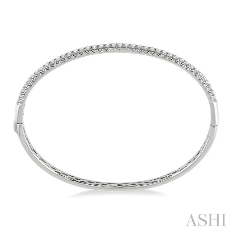 1 Ctw Round Cut Diamond Stackable Bangle in 14K White Gold