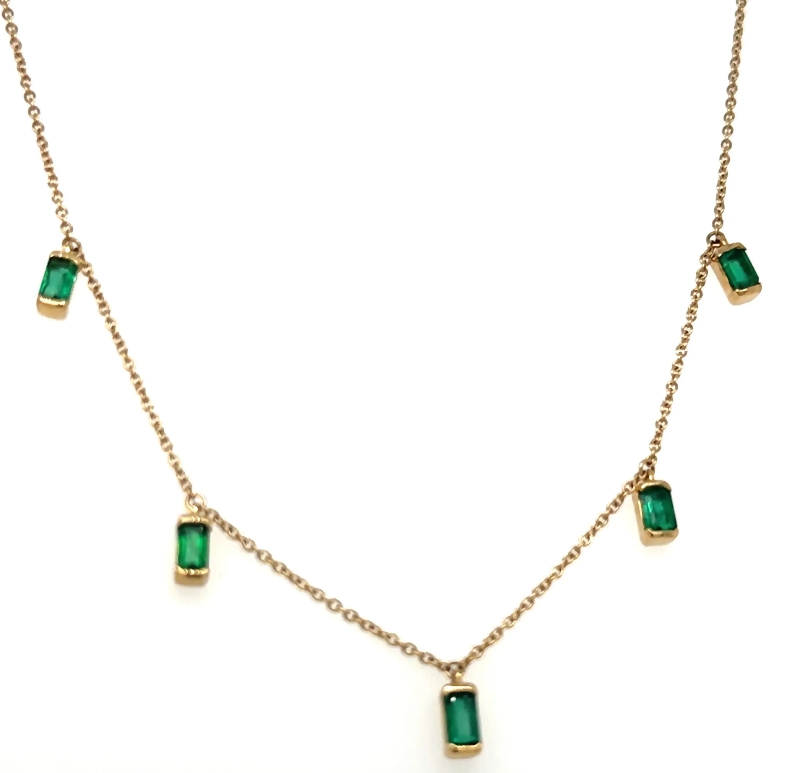 1.07ct tw Dangling Emerald Diamond by the Yard Chain Necklace