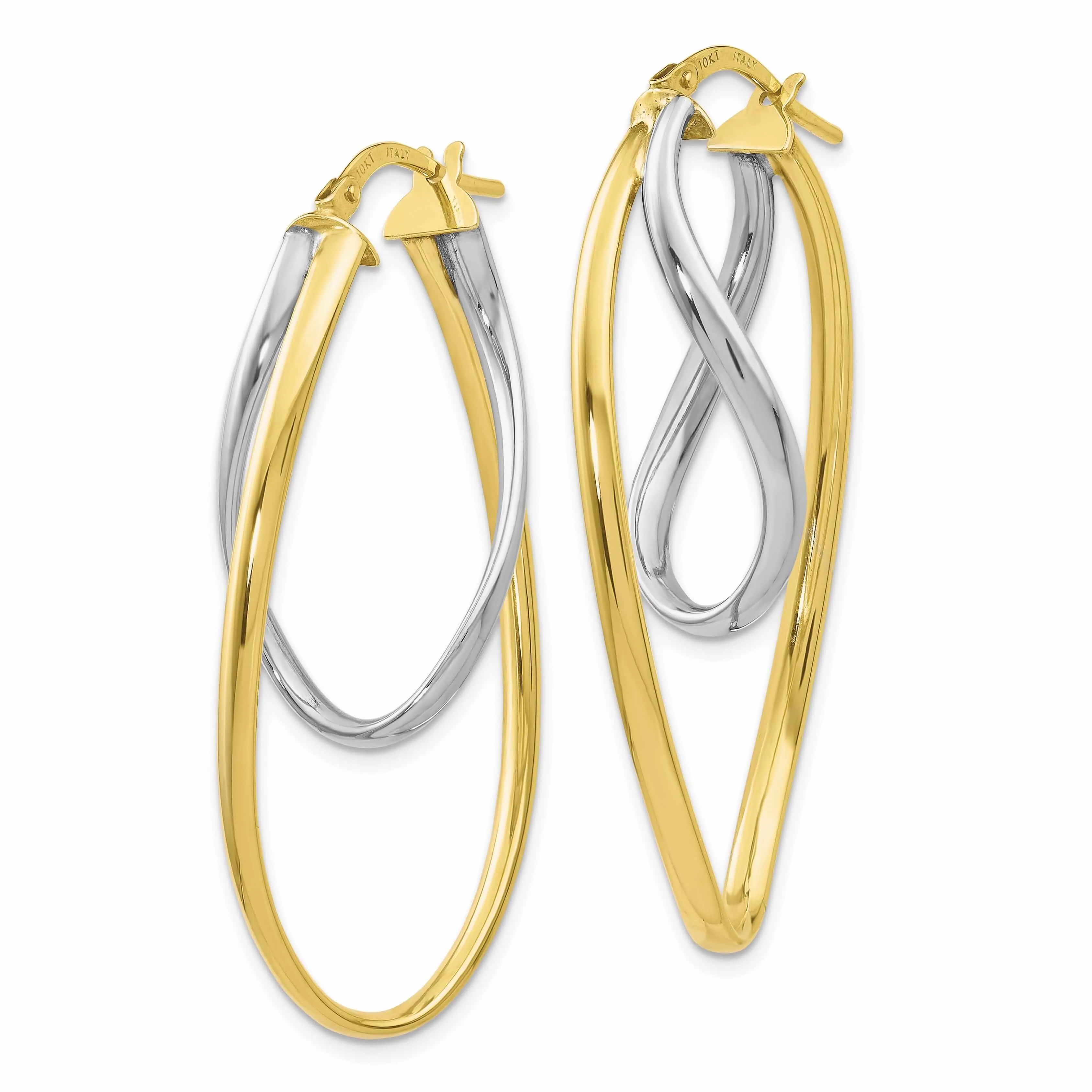 10K Two Tone Gold Polish Hoop Earrings