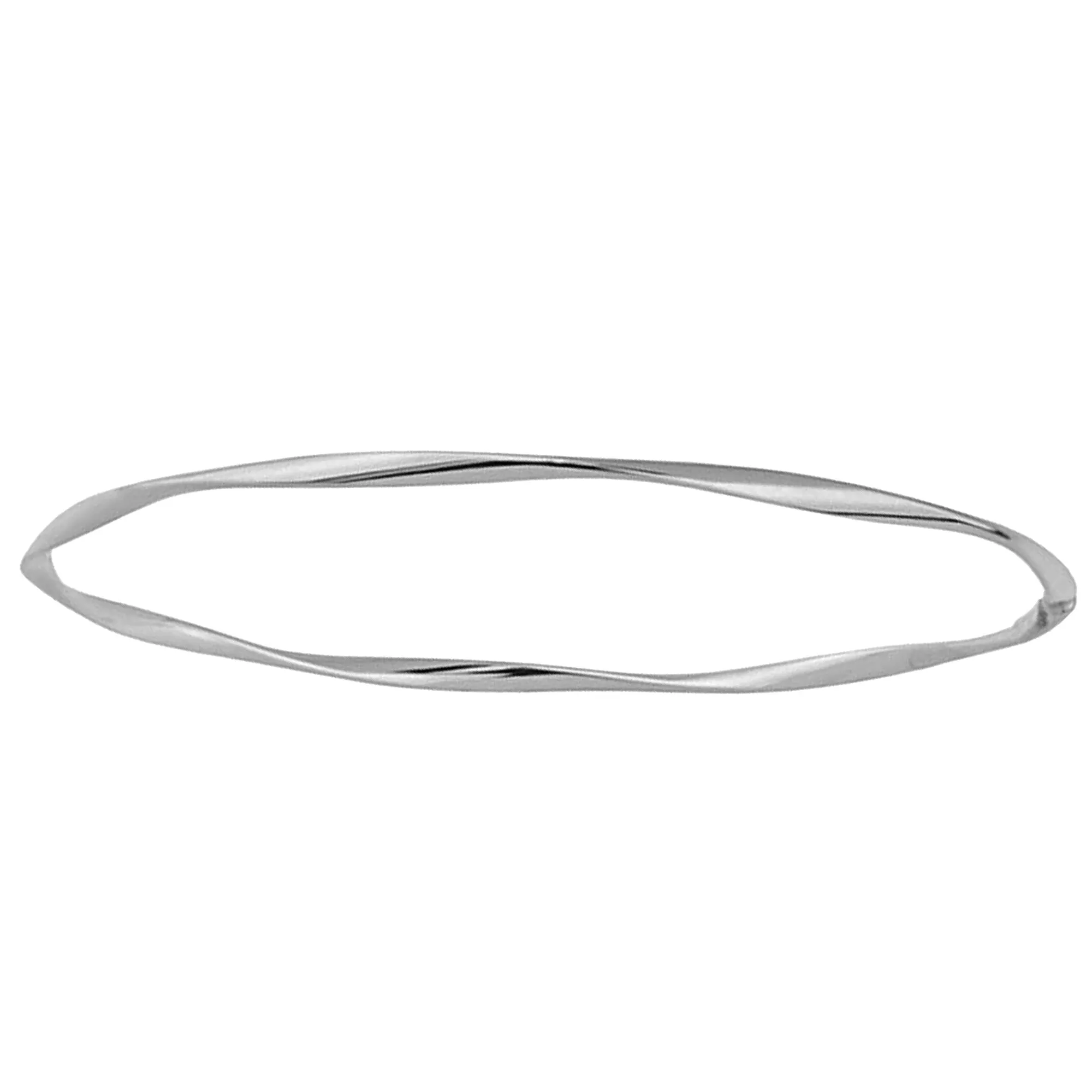 10k White Gold Wavy Women's Bangle Bracelet, 8.25"