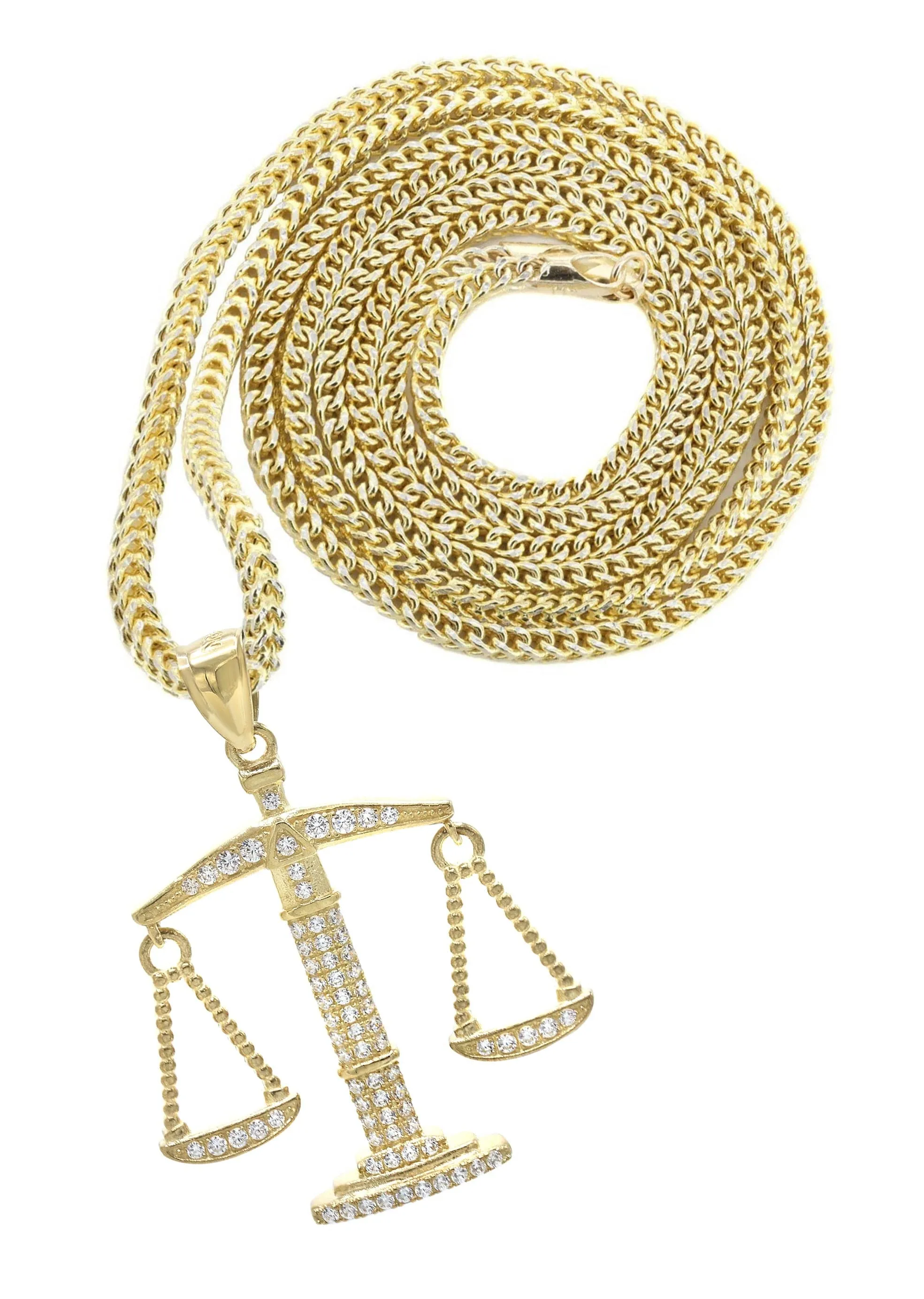 10K Yellow Gold Scales Of Justice Necklace | Appx. 15 Grams