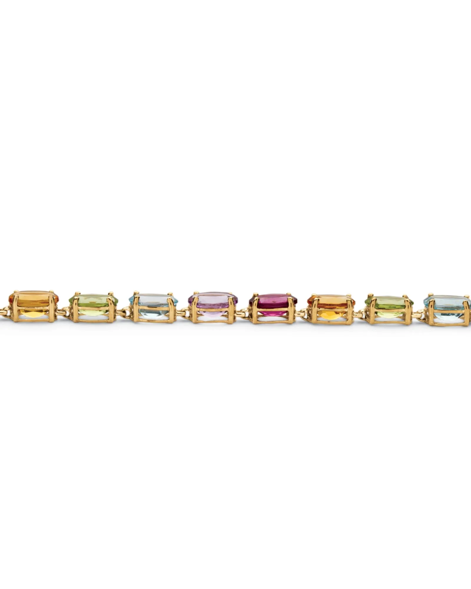 11.89 TCW Oval-Cut Genuine Multi-Gemstones 10k Yellow Gold Tennis Bracelet | Purple