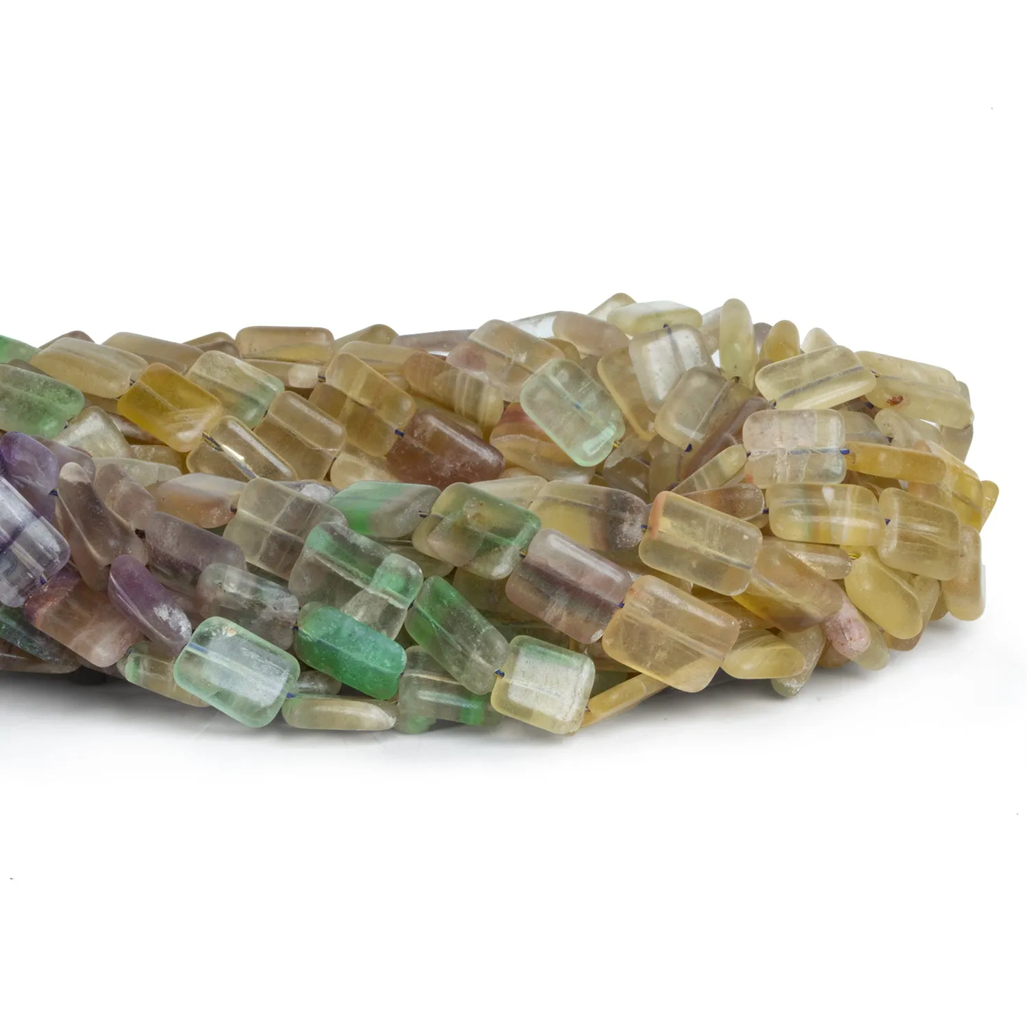 11x8mm Multicolor Fluorite Plain Rectangles 14 inch 33 beads