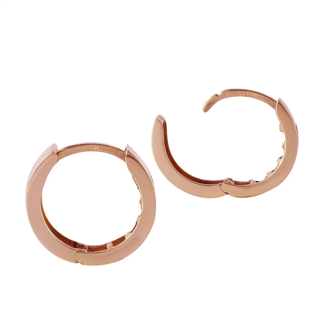 1.28 Carat 14K Solid Rose Gold Tri Gem Round Hoop Earrings