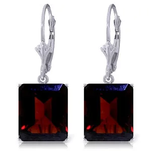 13 Carat 14K Solid White Gold Leverback Earrings Garnet