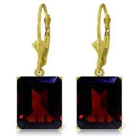 13 Carat 14K Solid Yellow Gold Leverback Earrings Garnet