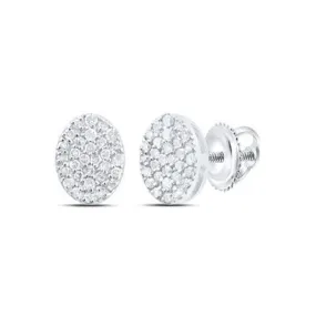 1/3cttw Diamond Stud Oval Earrings 925 Sterling Silver