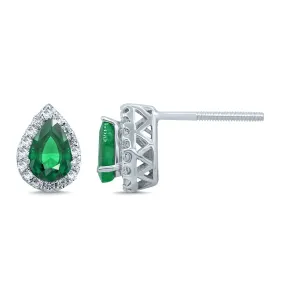 14K 0.18CT  Diamond  EMERALD Earring