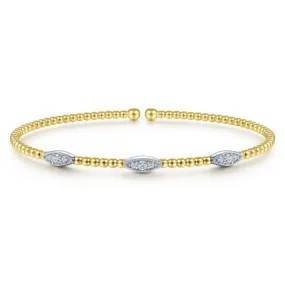 14K 2-Tone Bujukan Diamond Marquise Stations Bangle