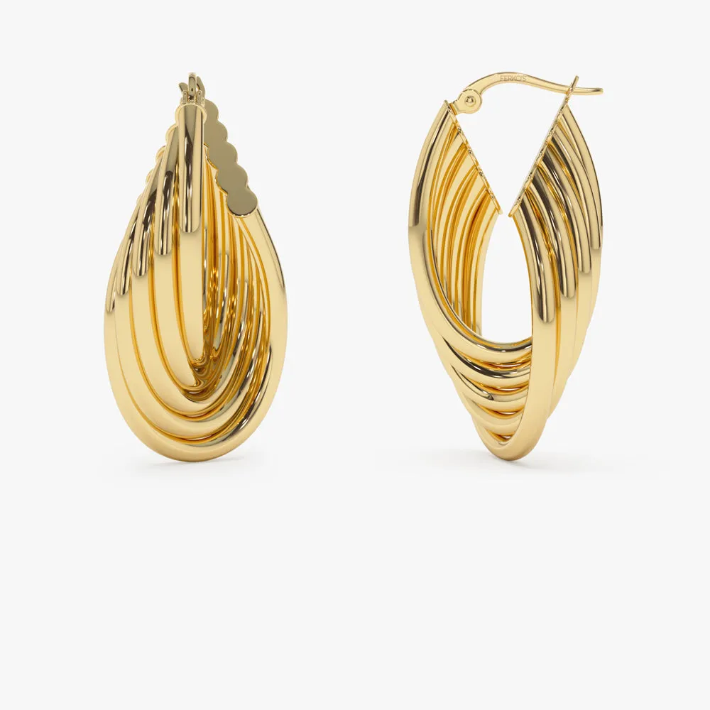 14k Chunky Twisted Hoop Earrings