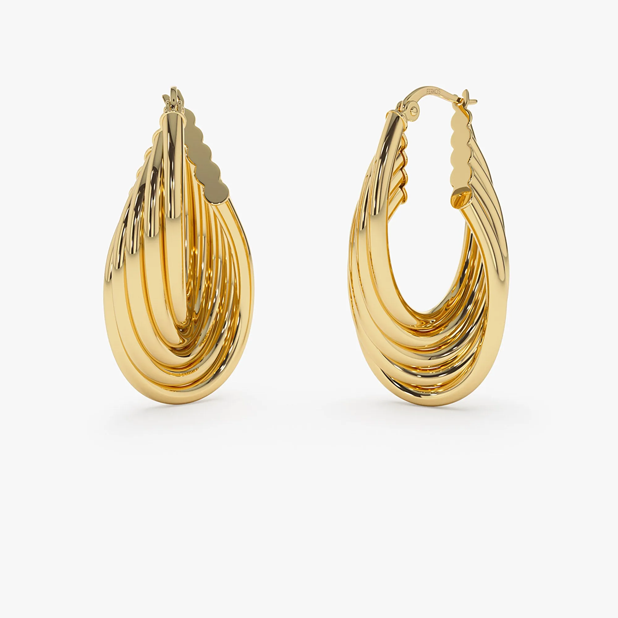 14k Chunky Twisted Hoop Earrings