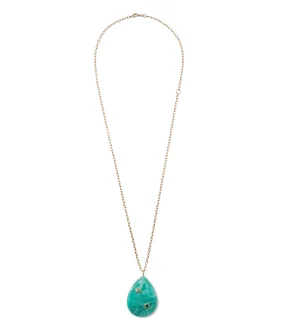 14k Gold Amazonite Pear Pendant Necklace