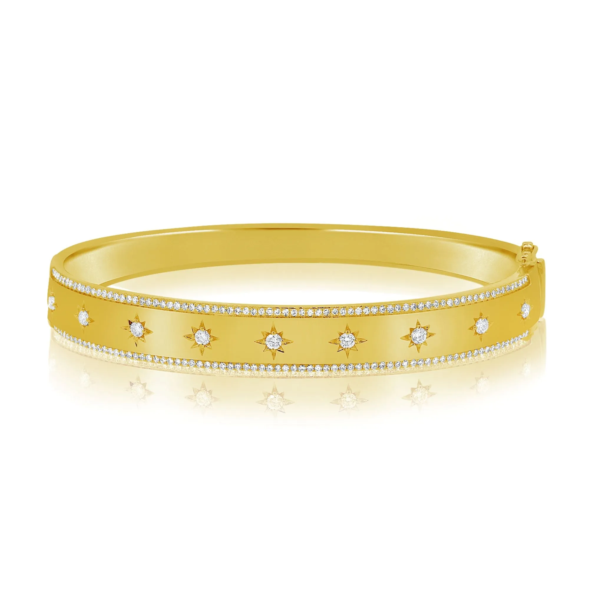 14K Gold & Diamond Star Bangle - 0.79ct