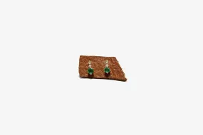 14k Gold Round Emerald & Diamond Earrings