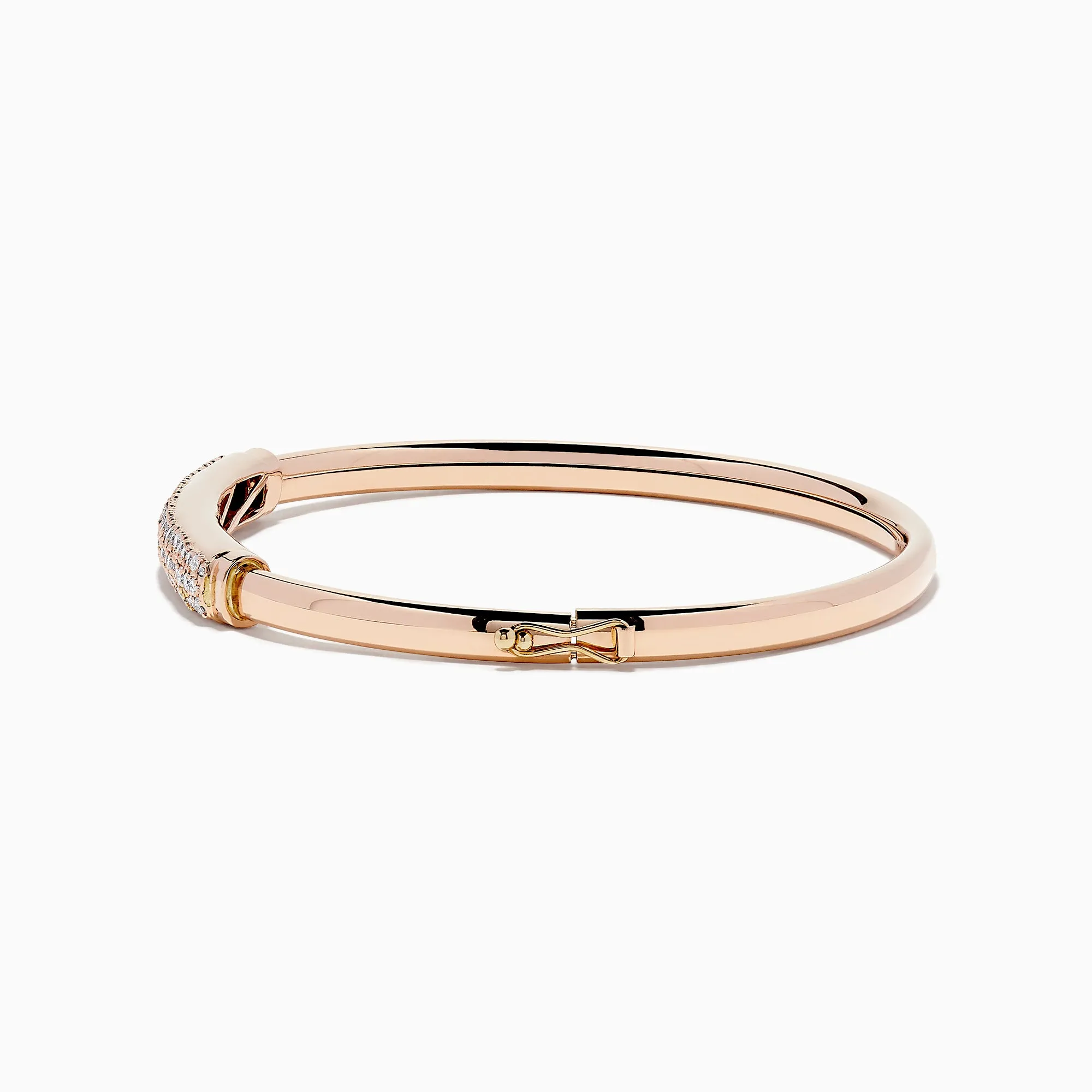 14K Rose Gold Diamond Pave Bangle, 1.00 TCW