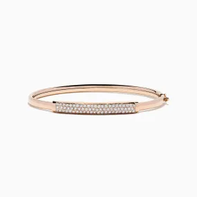 14K Rose Gold Diamond Pave Bangle, 1.00 TCW