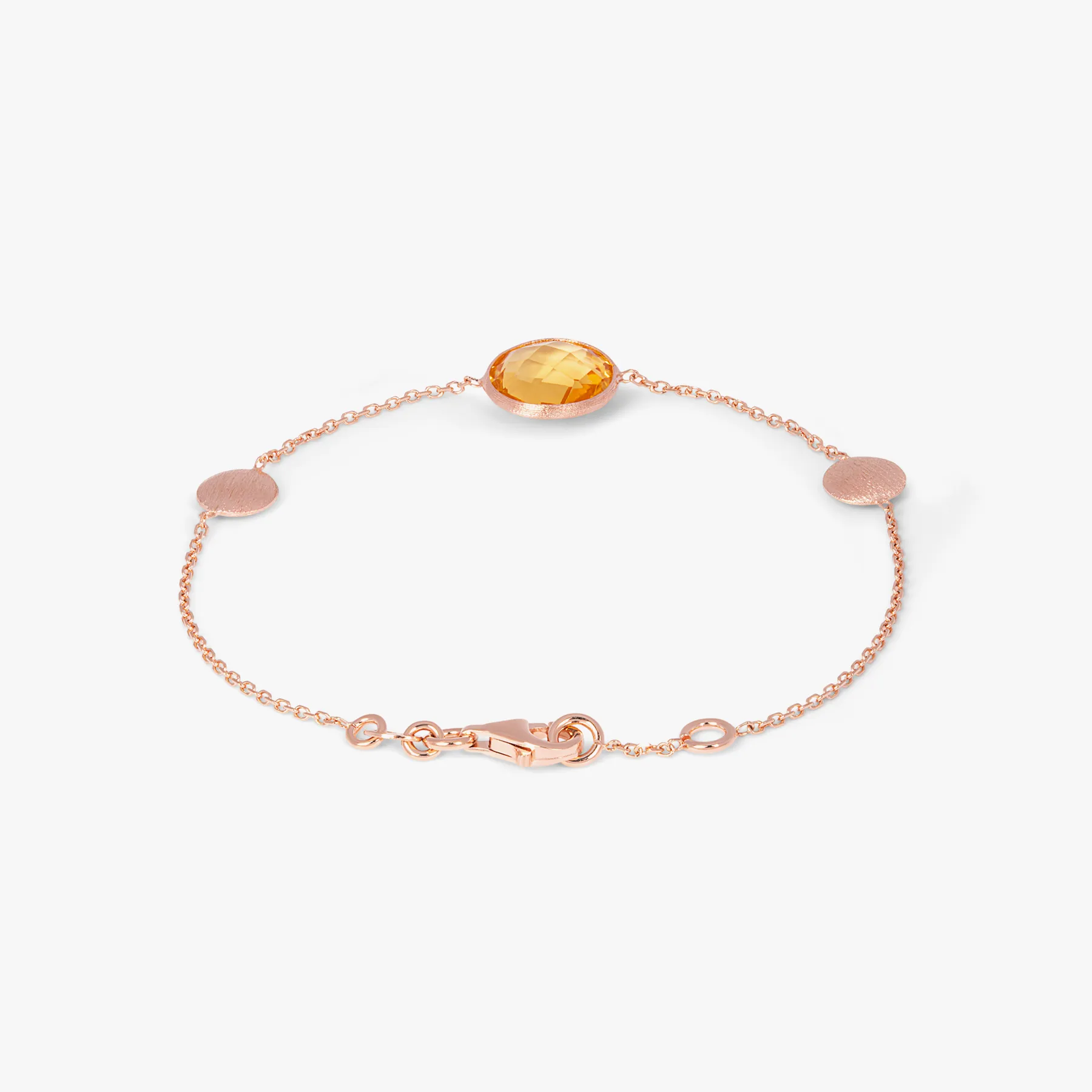 14K satin rose gold Kensington bracelet with citrine