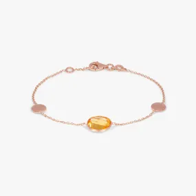 14K satin rose gold Kensington bracelet with citrine