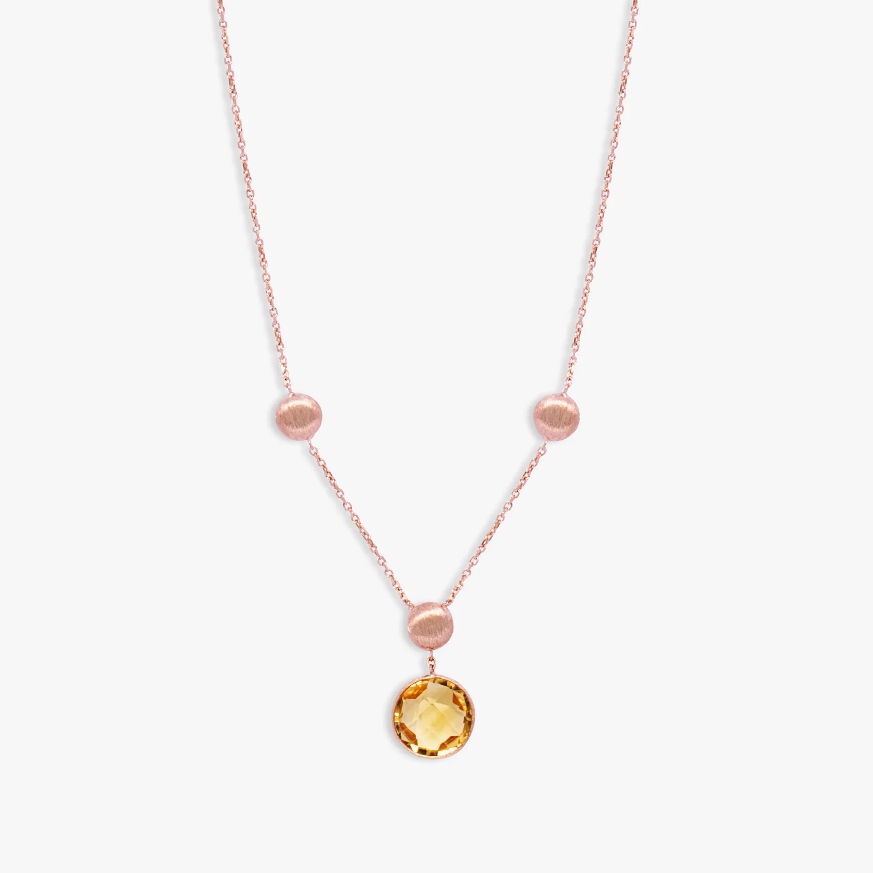 14K satin rose gold Kensington necklace with citrine