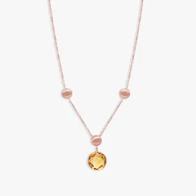 14K satin rose gold Kensington necklace with citrine