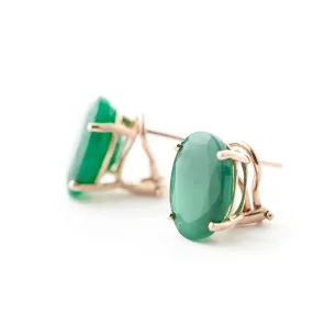 14K Solid Rose Gold French Clips Natural Emerald Earrings Certified