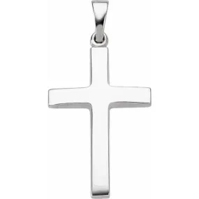 14K White 23x15.9 mm Cross Pendant