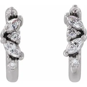 14K White Gold 1/5 CTW Natural Diamond Huggie Earrings