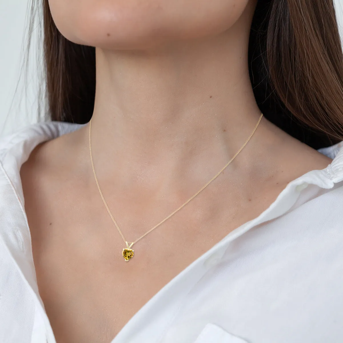 14K Yellow Gold 5Mm Heart Citrine Pendant