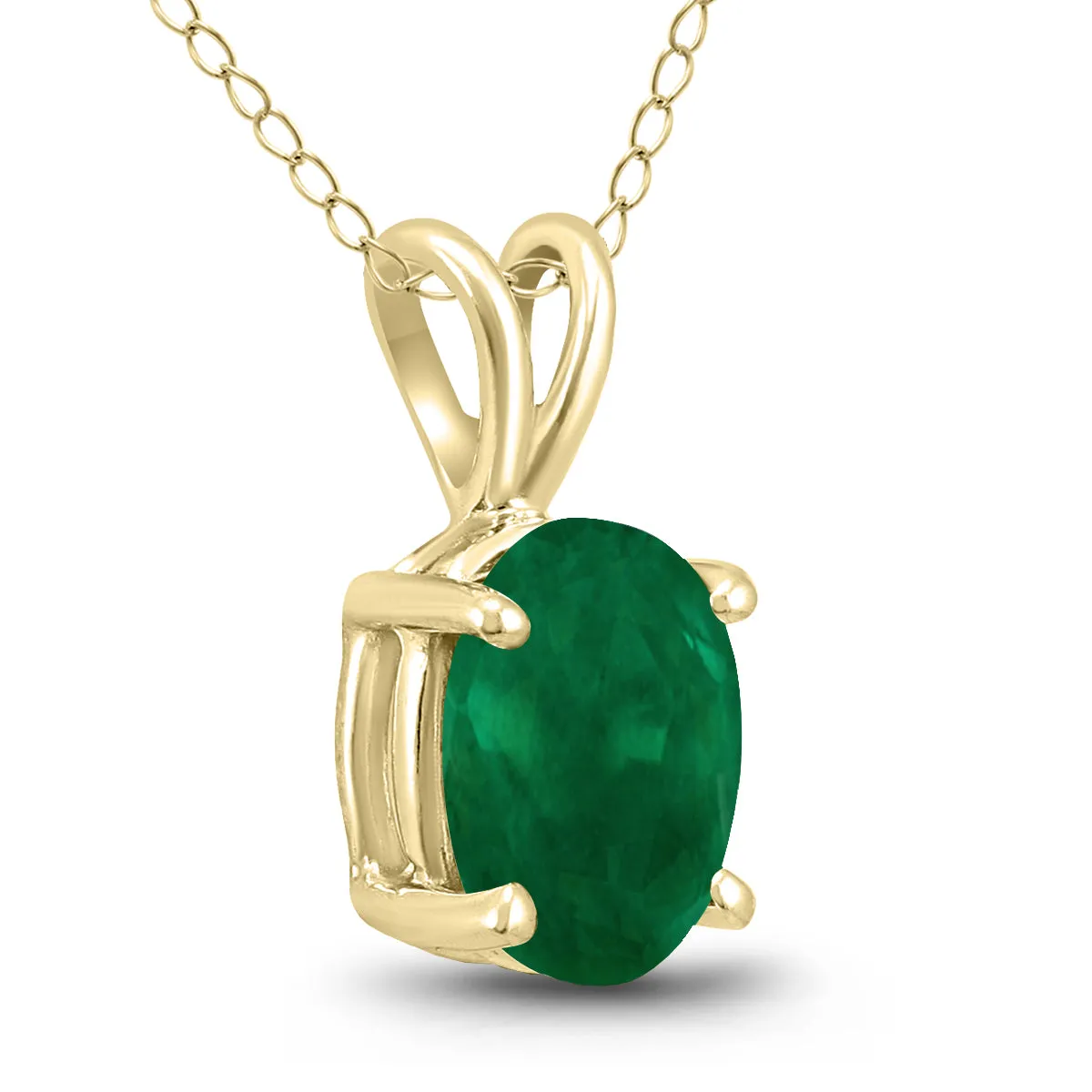 14K Yellow Gold 5X3Mm Oval Emerald Pendant