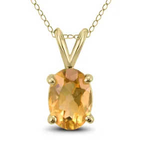 14K Yellow Gold 6X4Mm Oval Citrine Pendant