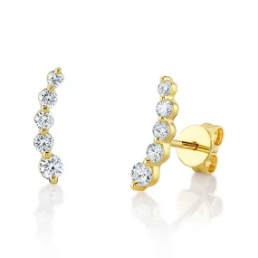 14K Yellow Gold Diamond Climber Earrings