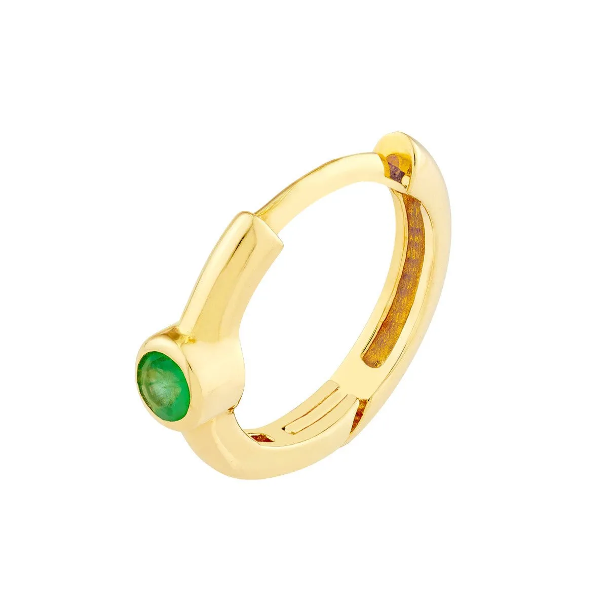 14K Yellow Gold Emerald Bezel Hoop Earrings