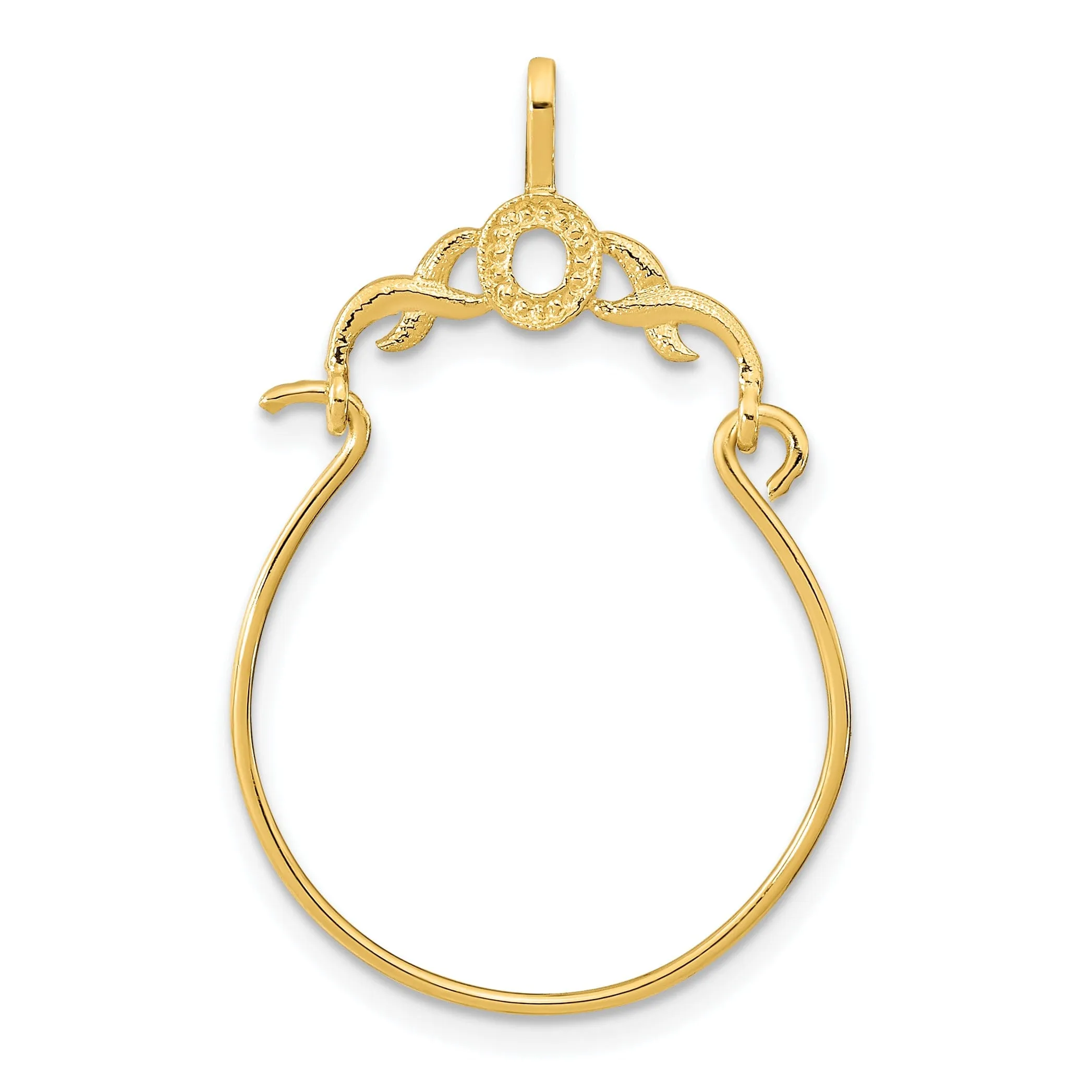 14K Yellow Gold Fancy Design Charm Holder Pendant