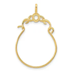 14K Yellow Gold Fancy Design Charm Holder Pendant