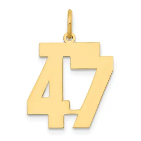 14K Yellow Gold Polished Finish Medium Size Number 47 Charm Pendant