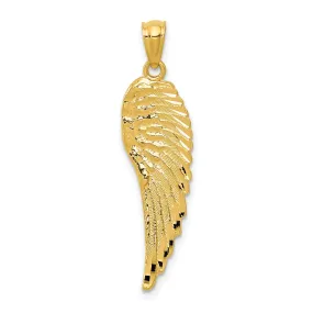 14K Yellow Gold Polished Textured Finish Men's Angel Wing Pendant