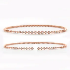 14KR 0.65CTW DIAMOND OPEN CUFF BANGLE - 4 PRONG