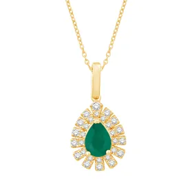 14KW 1EM0.93CT,28RD0.27CT PEAR EMERALD/DIAMOND PD  (153P5899YE)