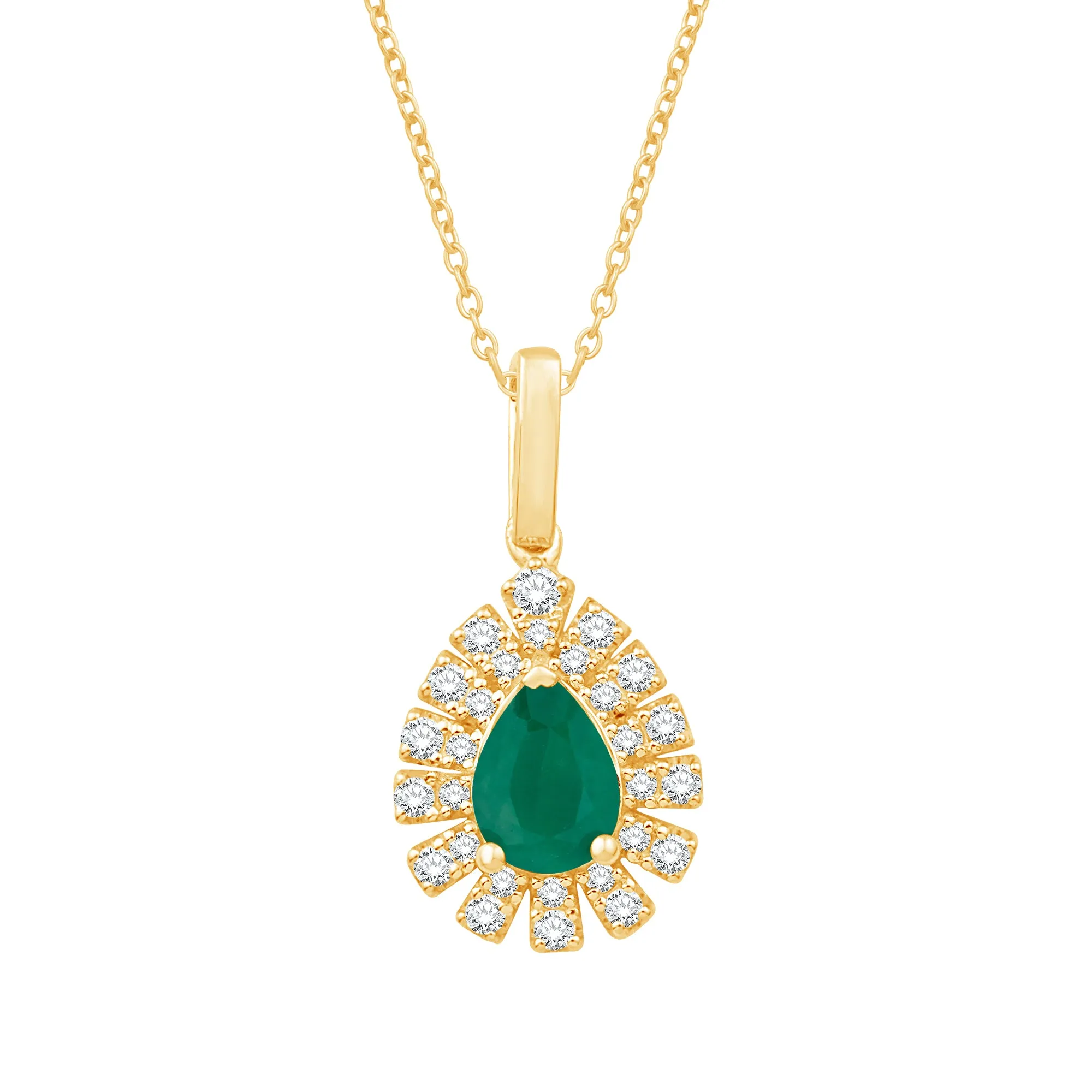 14KW 1EM0.93CT,28RD0.27CT PEAR EMERALD/DIAMOND PD  (153P5899YE)