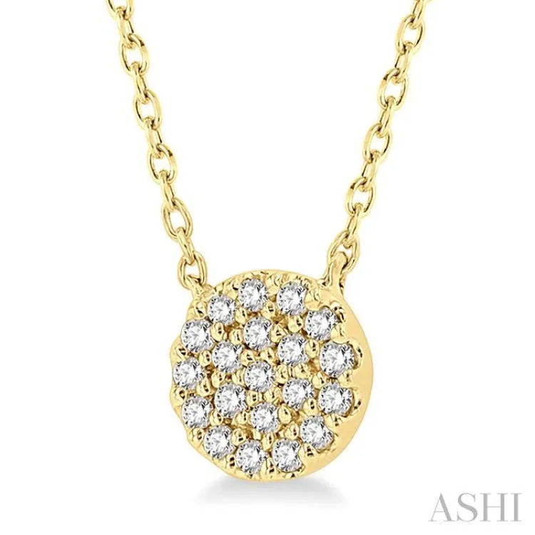 1/8 Ctw Disc Shape Round Cut Diamond Petite Fashion Pendant With Chain in 10K Yellow Gold