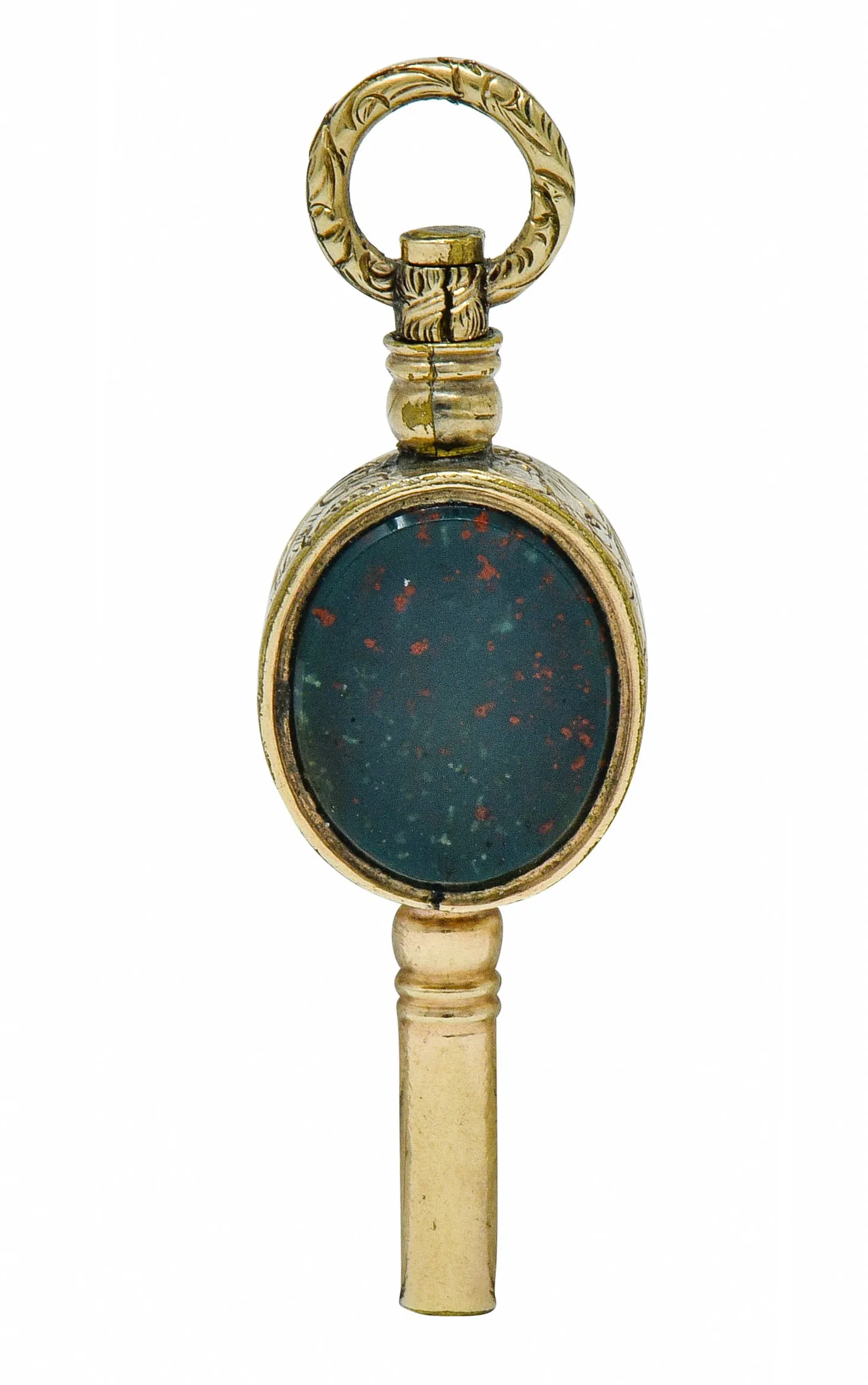 1850's Victorian Citrine Bloodstone Gold Watch Key Fob Pendant Charm