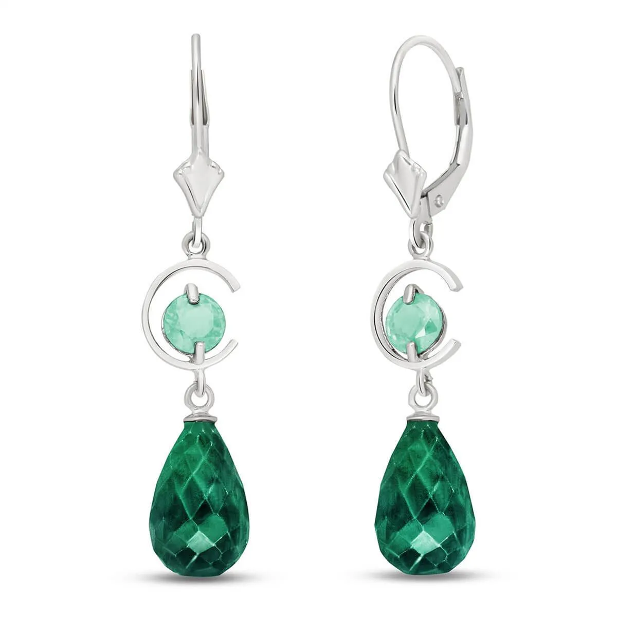 18.6 Carat 14K Solid White Gold Willing Emerald Earrings