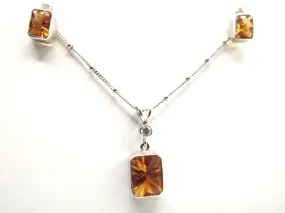 18ct White Gold necklace and earring set with Optix Cut Citrine and round Diamonds