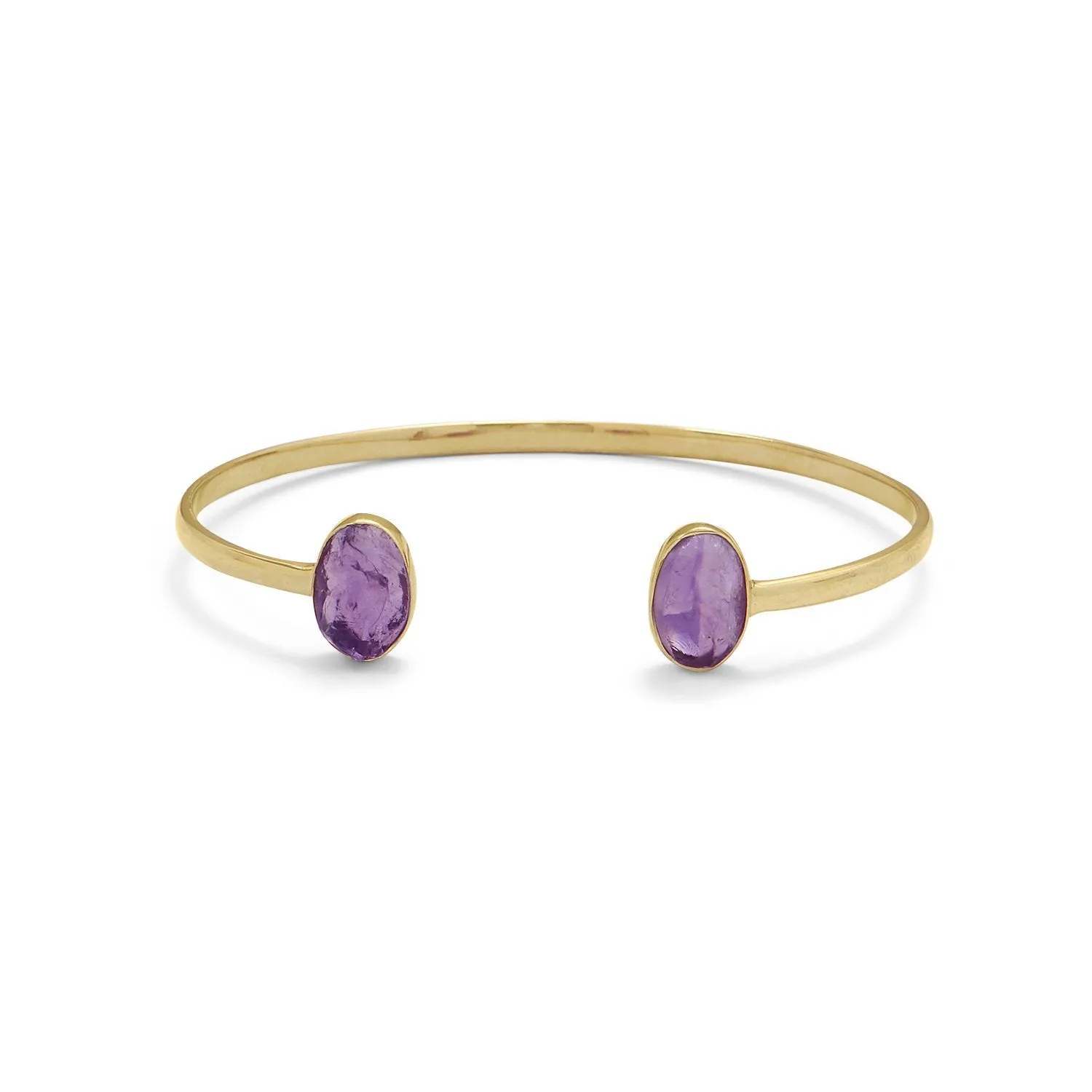 18k Gold Amethyst Oval Open Cuff Bangle